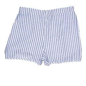White Blue Striped Shorts